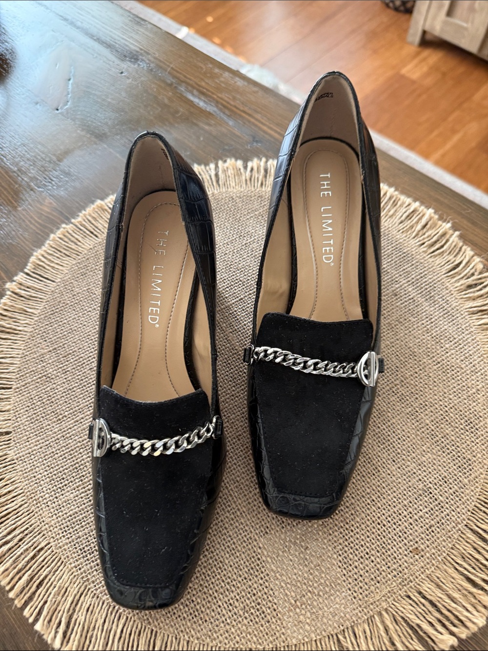 The Limited Black Chain-Trim Loafers